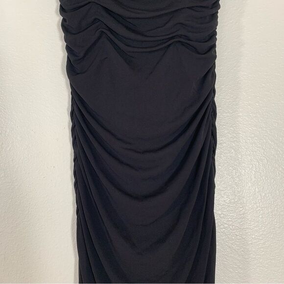 Badgley Mischka Black Ruched Strapless Sweetheart Floor Length Formal Gown Sz 10 - Picture 2 of 12